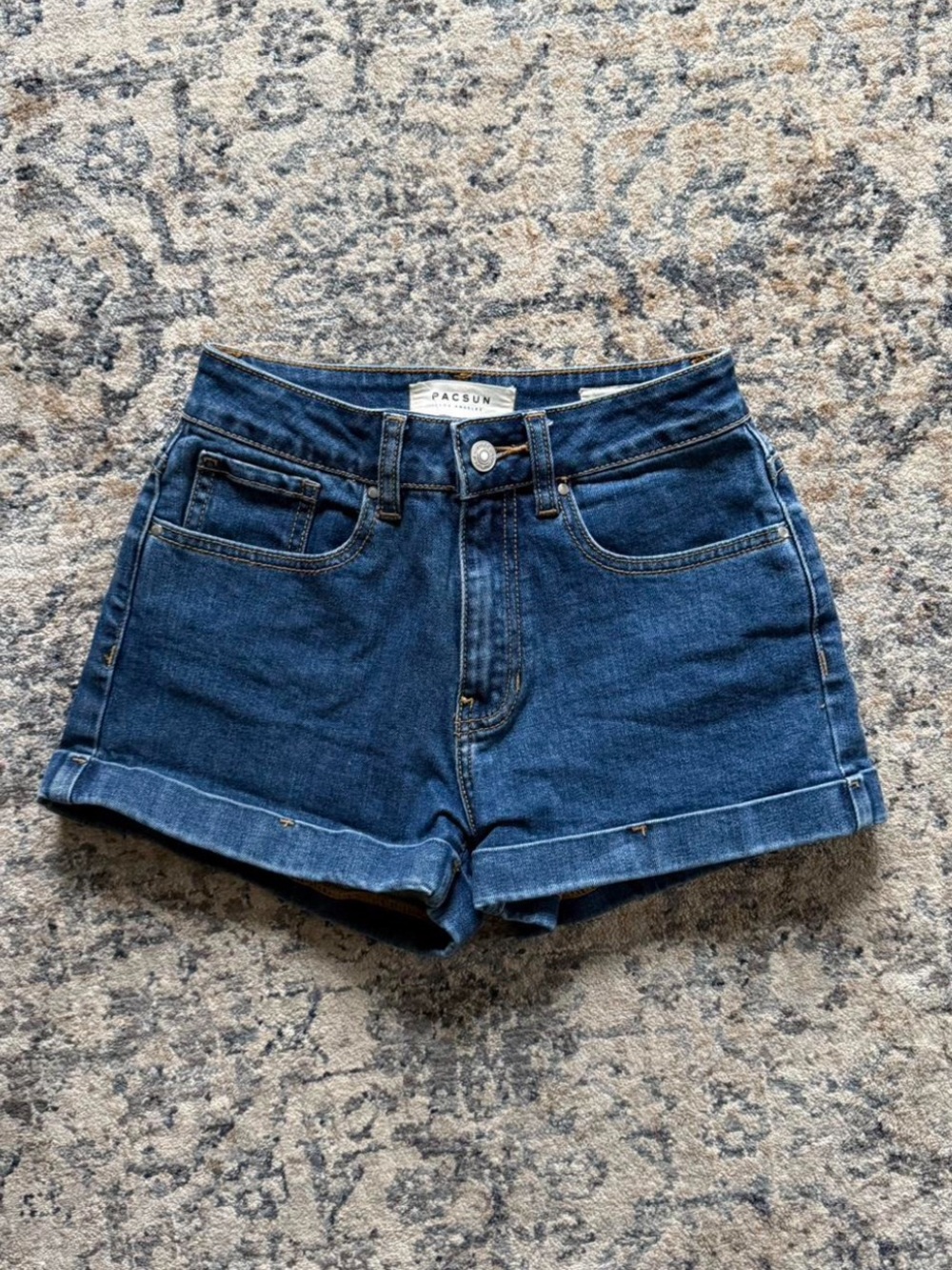 PacSun Indigo Roll-Cuff Denim Mom Shorts